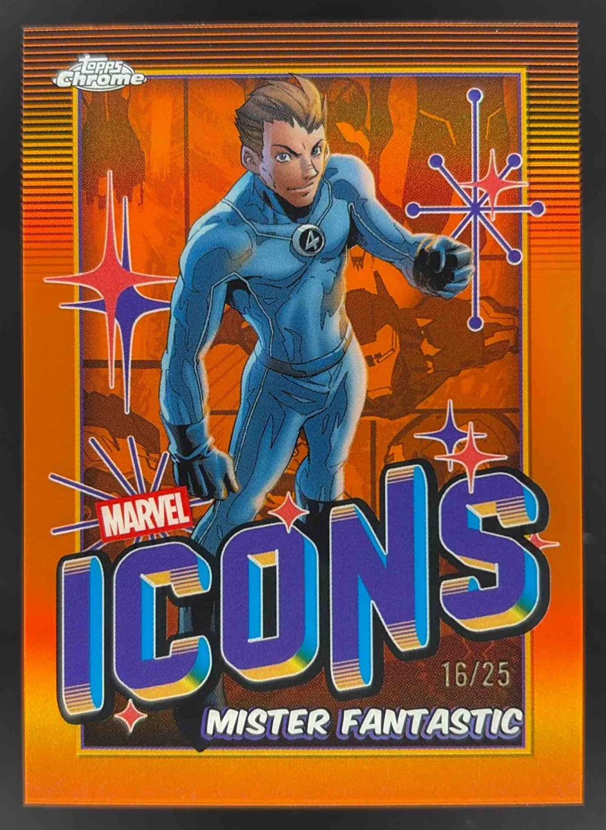 2025 Topps Chrome Marvel Marvel Icons Orange Refractor #MI2 Mister Fantastic /25