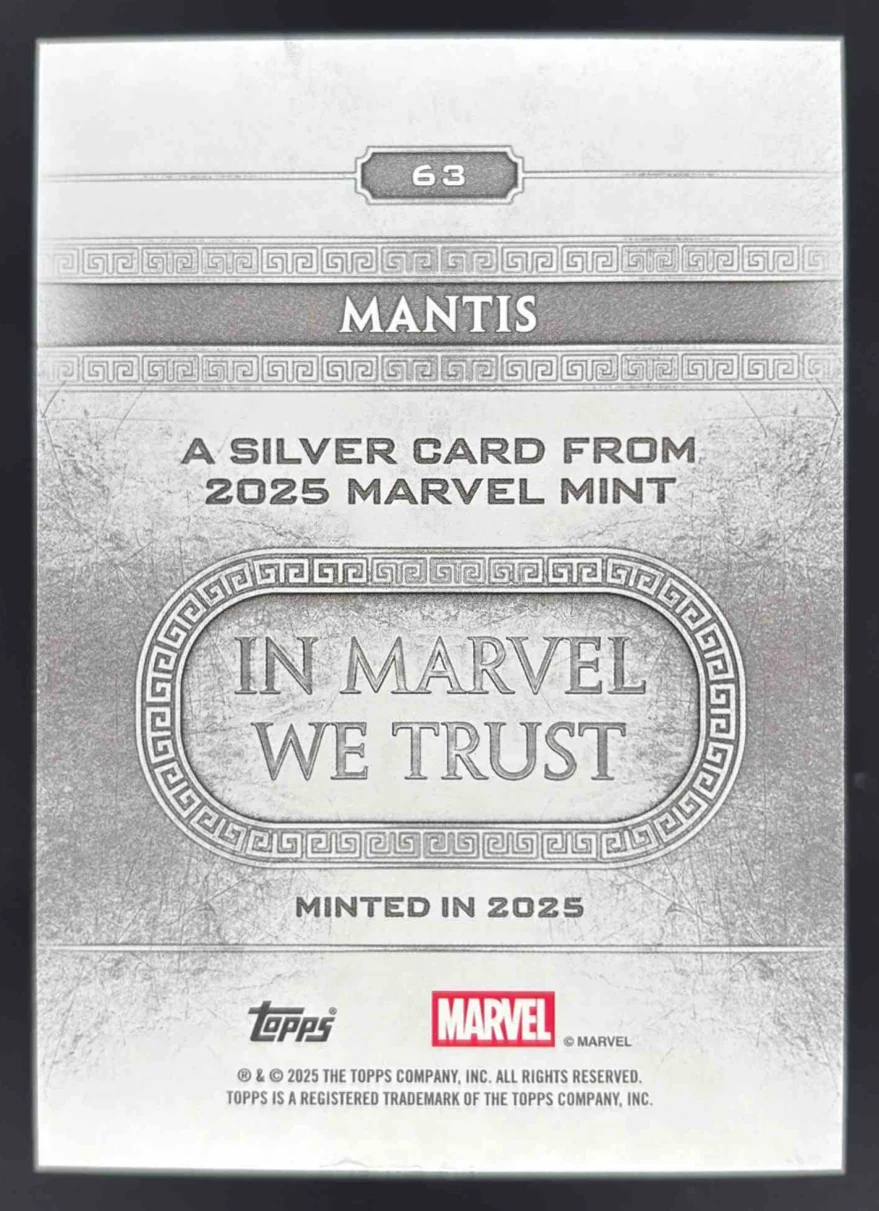 2025 Topps Mint Marvel Black Foil #63 Mantis Silver /10 - Image 2