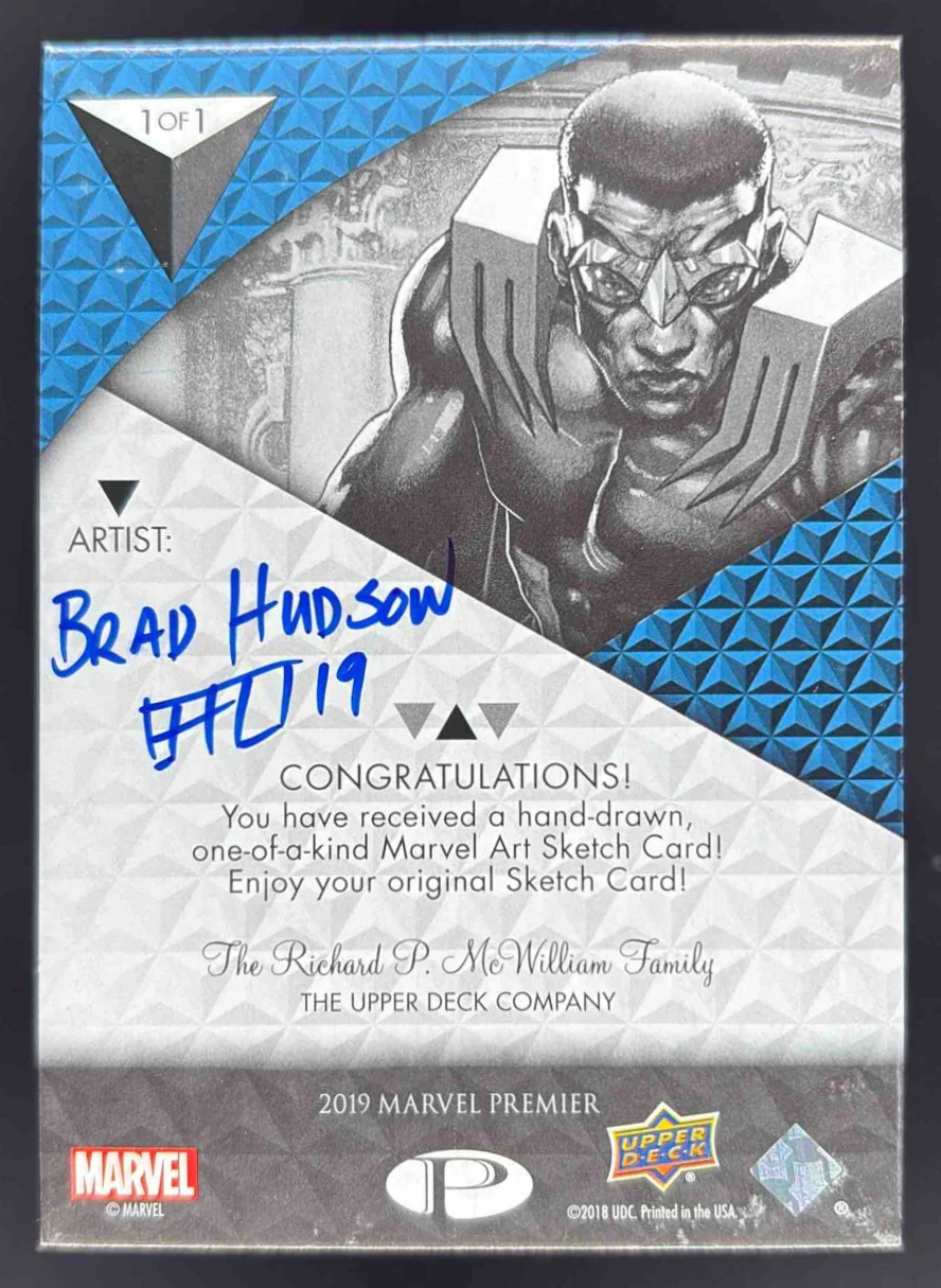 2019 Marvel Sketch Card Artist Autograph Brad Hudson Falcon 1/1 - Image 2