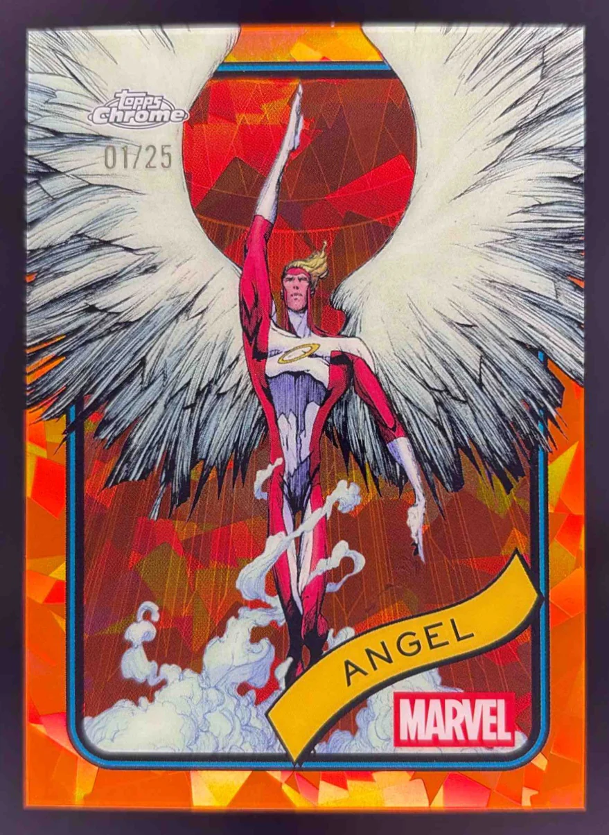 2025 Topps Chrome Marvel Sapphire Orange Sapphire Refractor #186 Angel /25