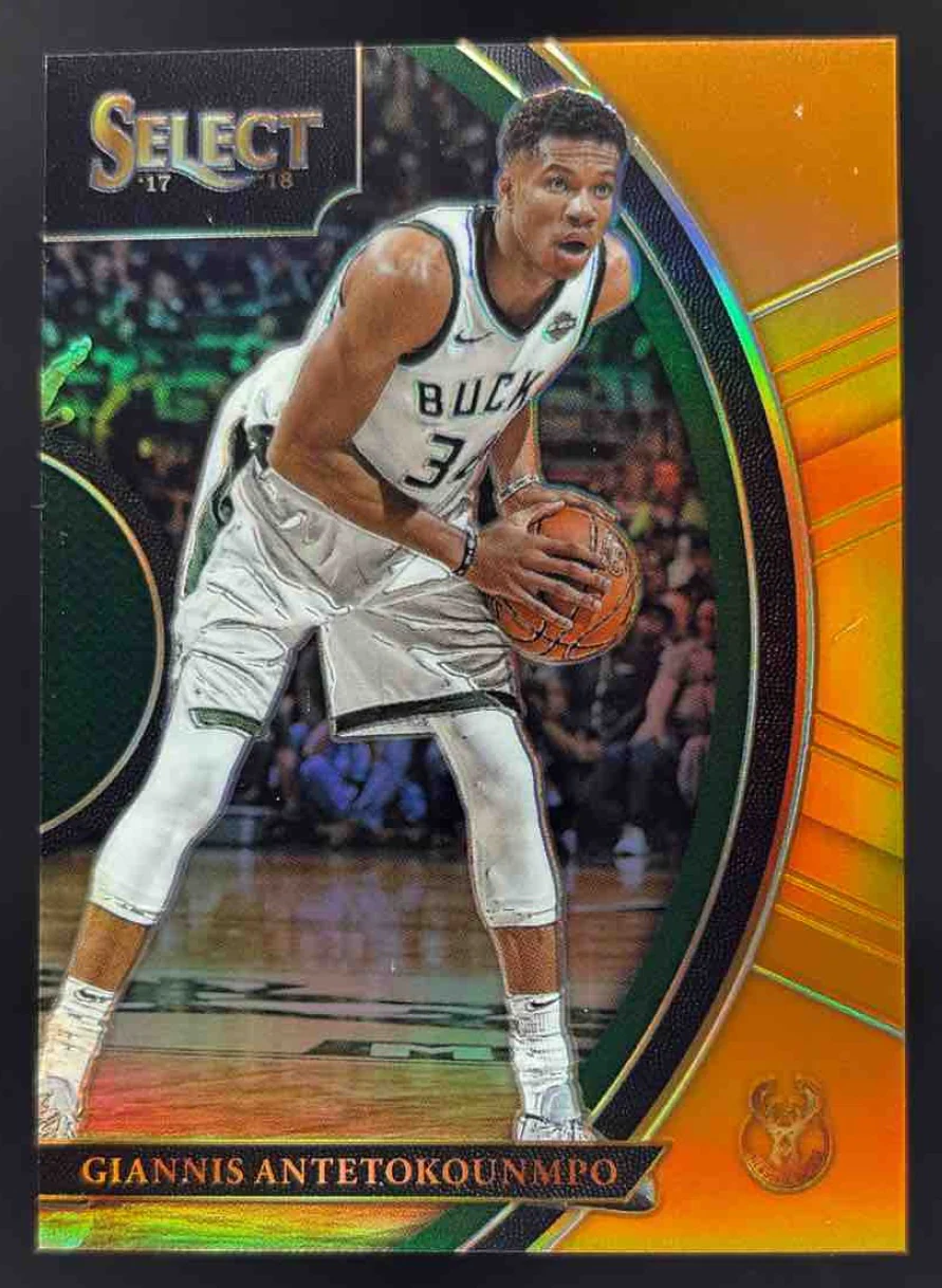 2017-18 Panini Select Orange Prizms #3 Giannis Antetokounmpo Concourse /75