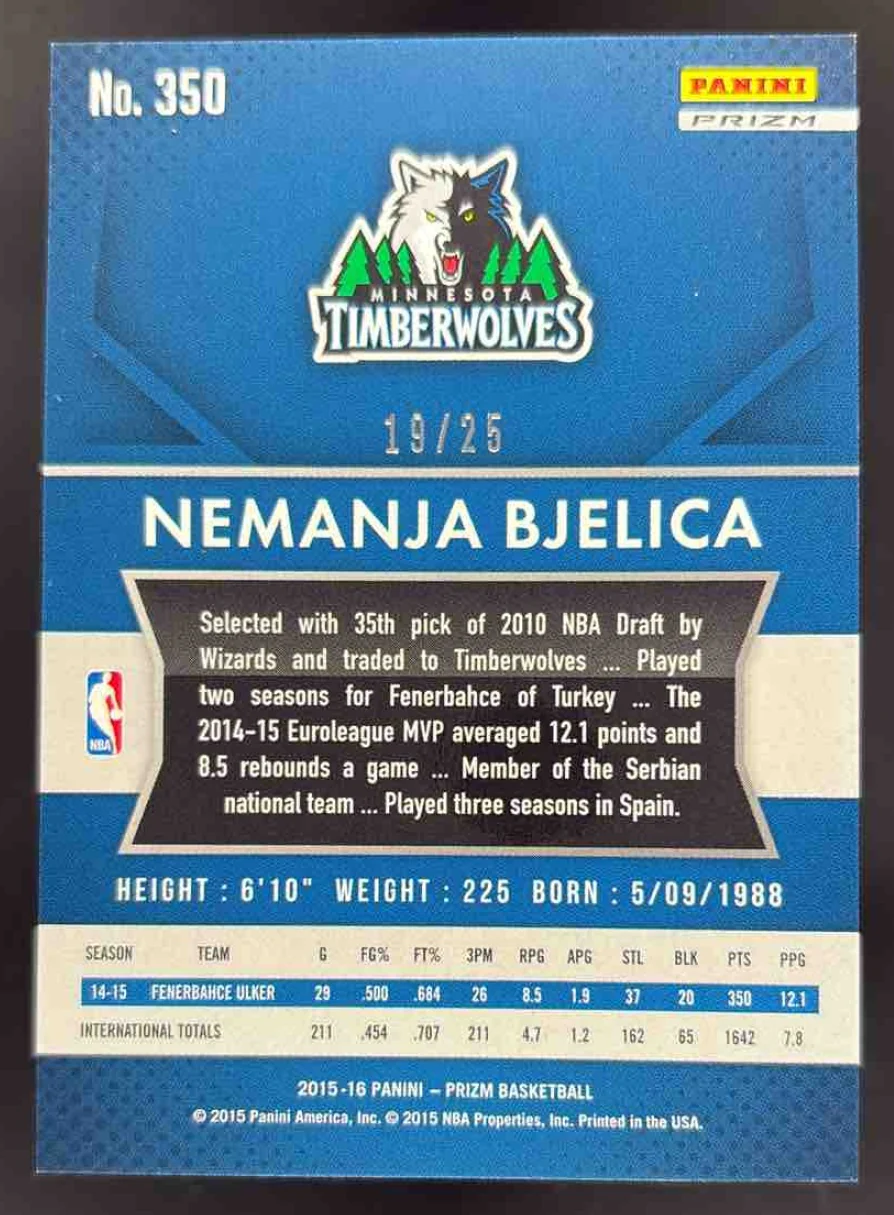2015-16 Panini Prizm Mojo Prizms #350 Nemanja Bjelica RC /25 - Image 2