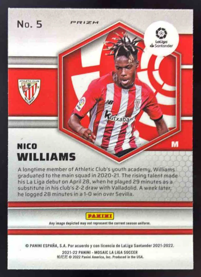 2021 Panini Mosaic La Liga Mosaic #5 Nico Williams RC - Image 2