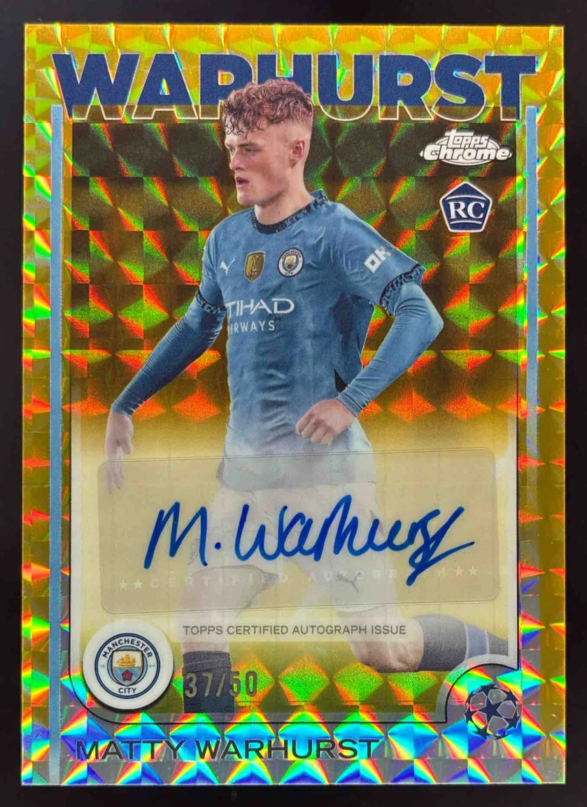 2024-25 Topps Chrome UEFA Autographs Gold Geometric Matty Warhurst RC Auto /50