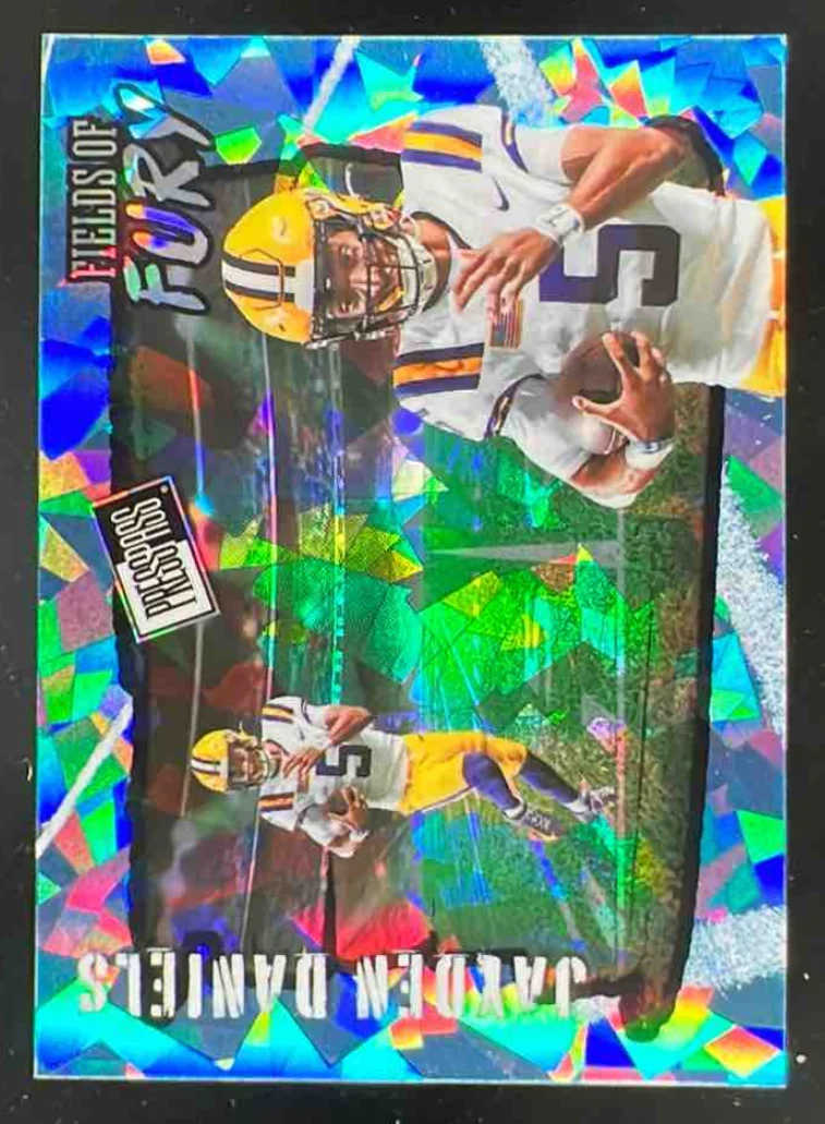 2024 Leaf Collective Fields of Fury Crystal Light Blue #FFB10 Jayden Daniels 1/1