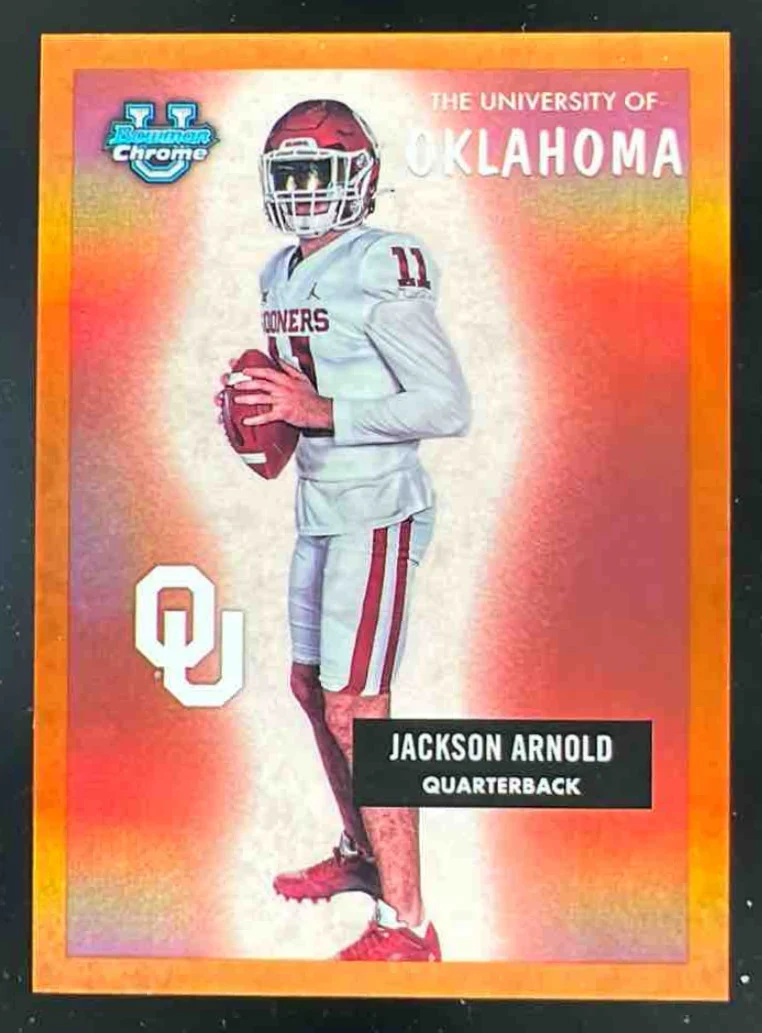 2023 Bowman University Chrome 1955 Orange Refractor #55BF-27 Jackson Arnold /25