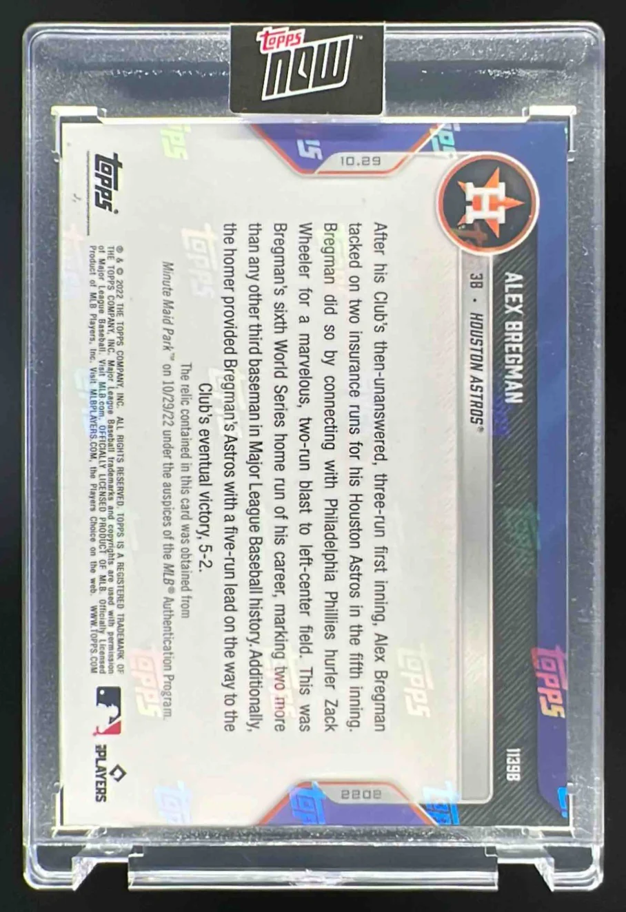 2022 Topps Now Relics #1139B Alex Bregman /49 - Image 2
