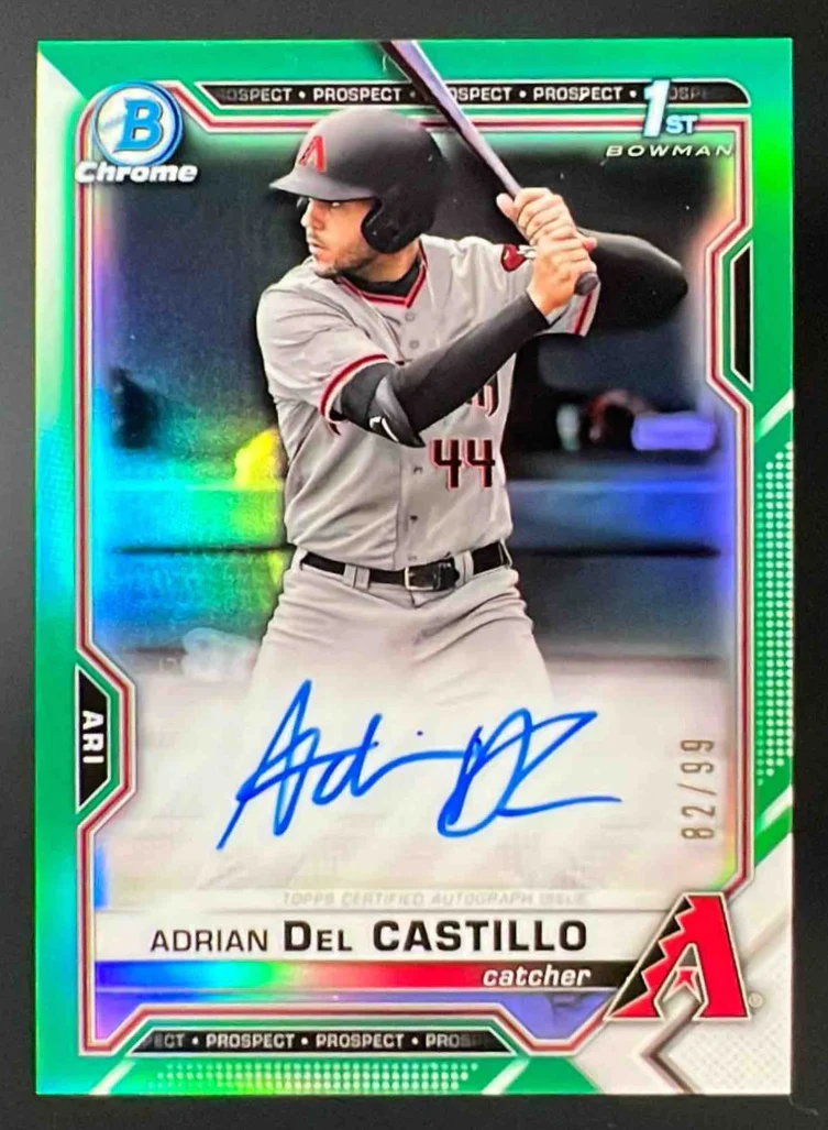 2021 Bowman Draft Chrome Green Refractor #CDA-AD Adrian Del Castillo Auto /99