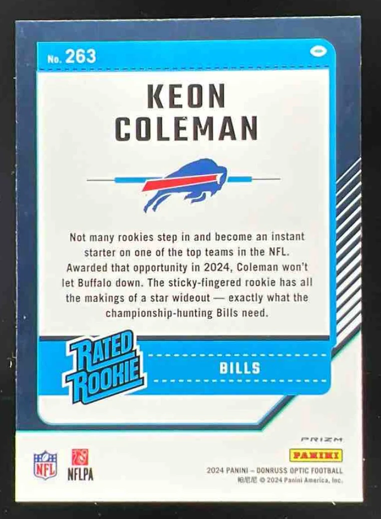 2024 Panini Donruss Optic Red Mojo #263 Keon Coleman Rated Rookie - Image 2