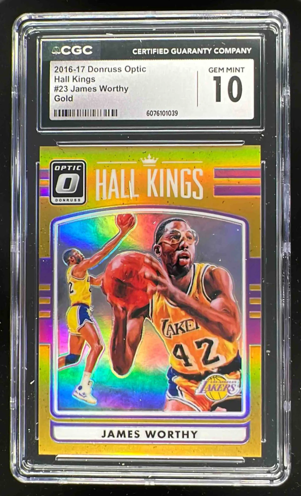 2016-17 Panini Donruss Optic Hall Kings Gold #23 James Worthy /10 CCG 10