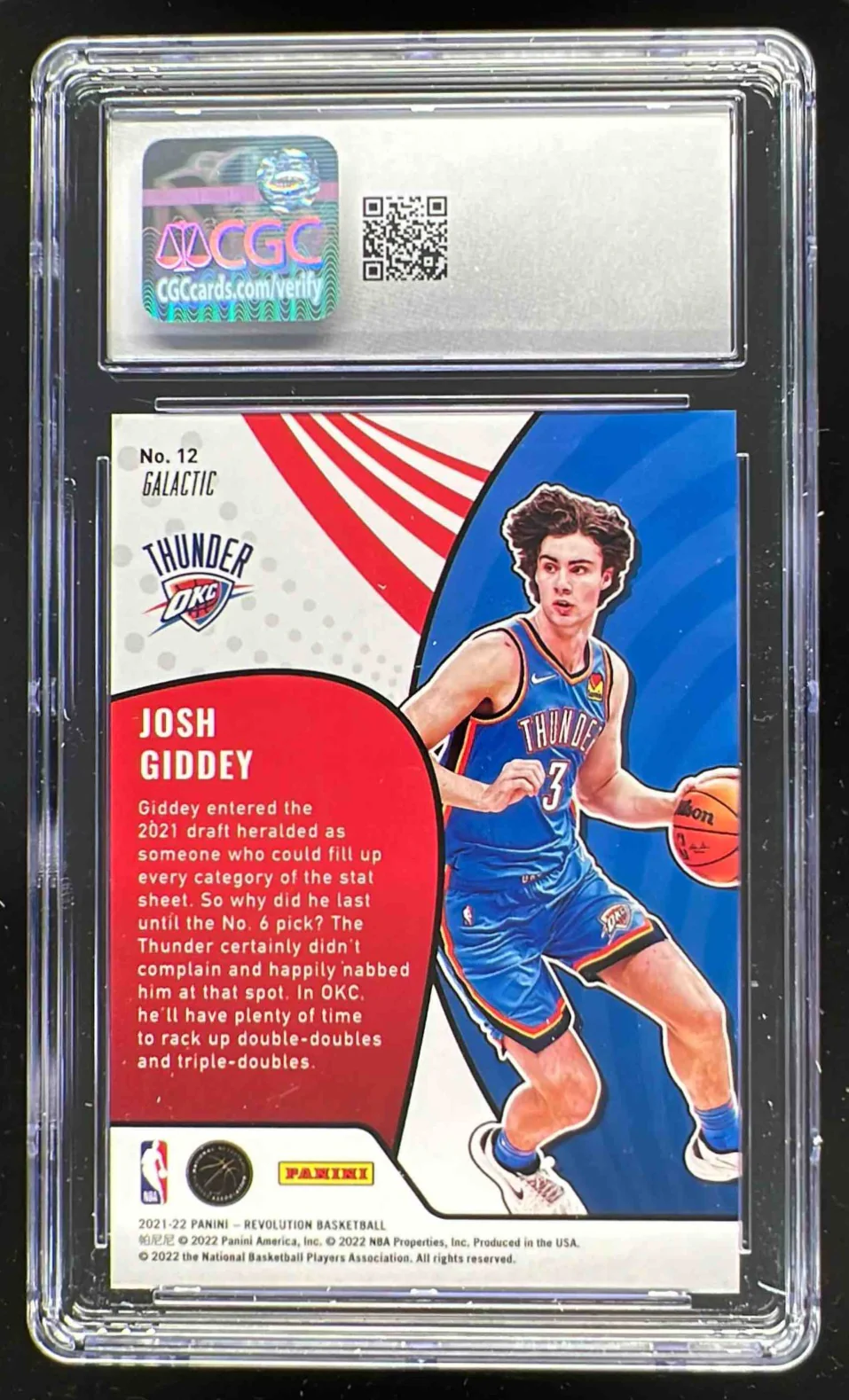 2021-22 Panini Revolution Vortex Galactic #12 Josh Giddey RC CCG 10 - Image 2
