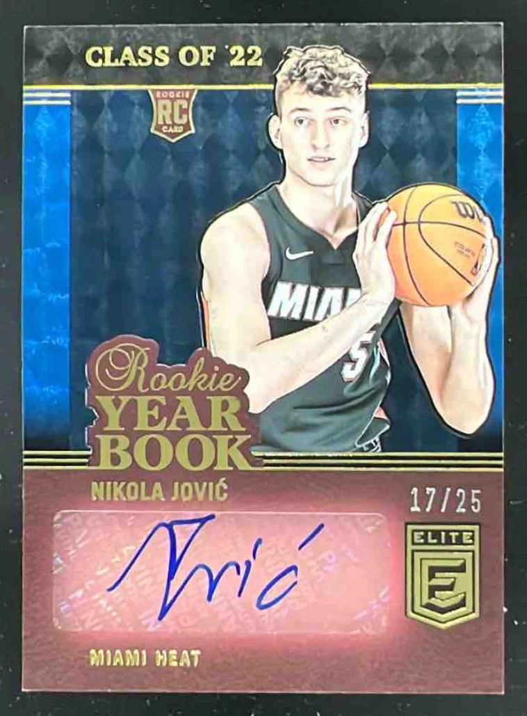 2022 Donruss Elite Rookie Yearbook Blue #RYB-NKJ Nikola Jovic RC Auto /25
