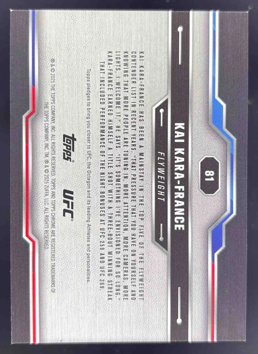 2025 Topps UFC Chrome Red Geometric Refractor #81 Kai Kara-France /5 - Image 2