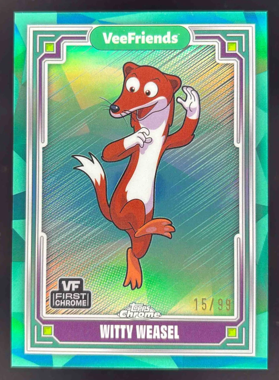 2025 Topps Chrome VeeFriends VeeFriends Green Refractor #91 Witty Weasel /99