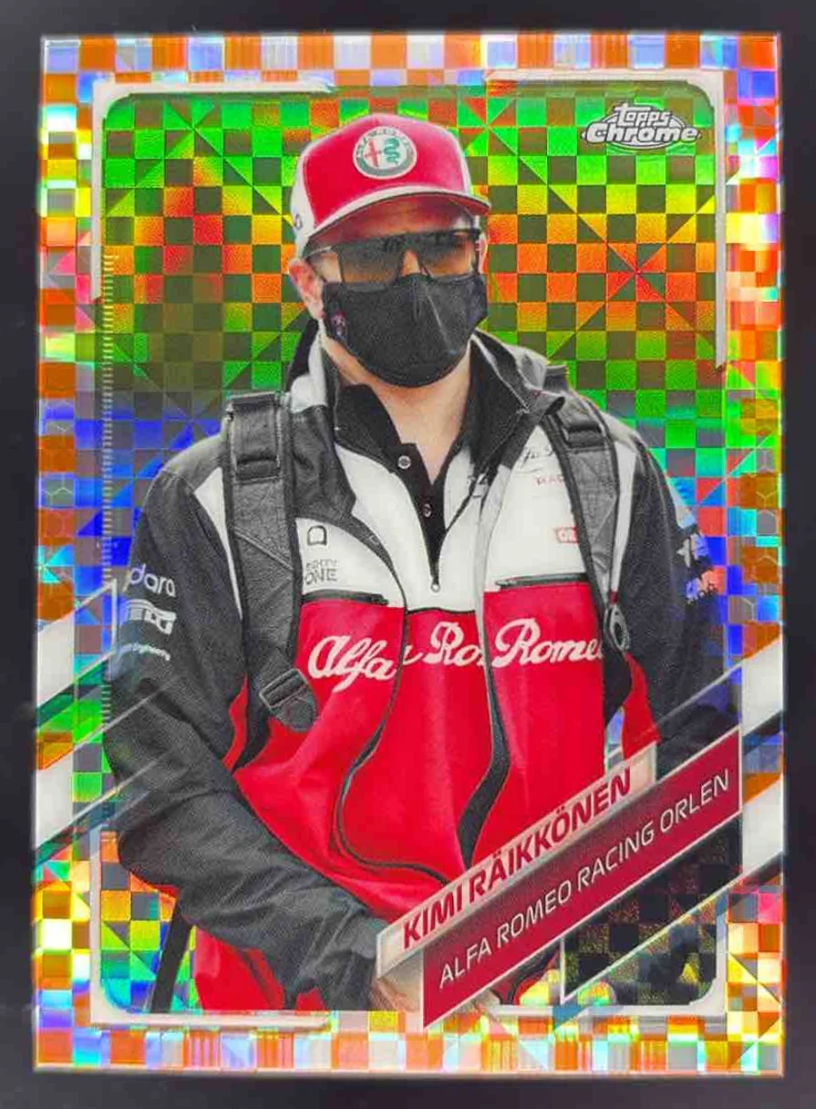 2021 Topps Chrome Formula 1 Orange Checker Flag Refractor #26 Kimi Raikkonen /25