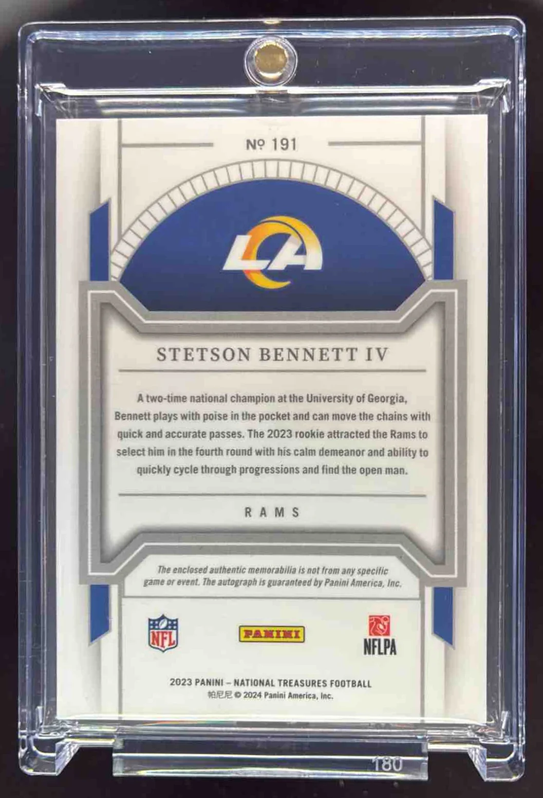 2023 National Treasures Patch Star Stripes Silver Stetson Bennett IV RC Auto /25 - Image 2