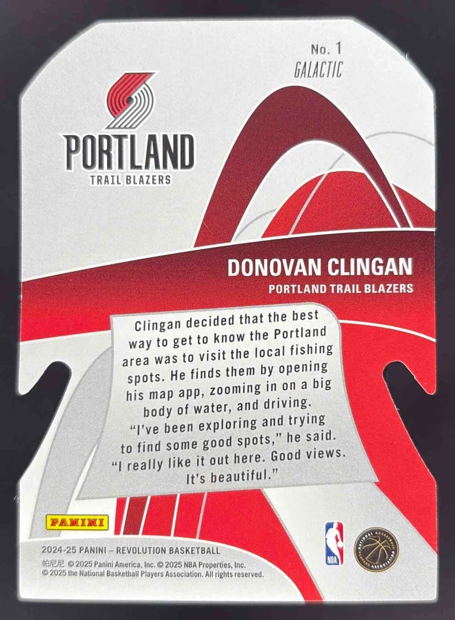 2024-25 Panini Revolution Liftoff! Galactic #1 Donovan Clingan RC - Image 2