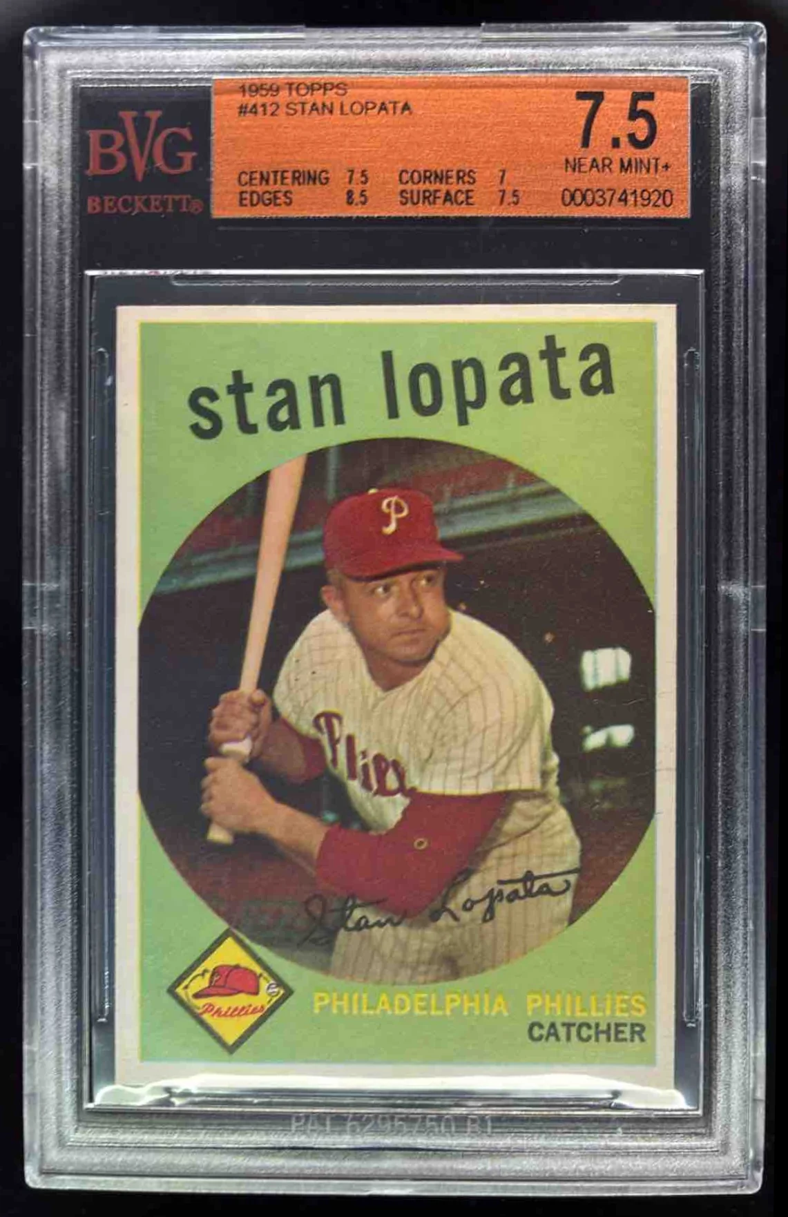 1959 Topps #412 Stan Lopata BGS 7.5