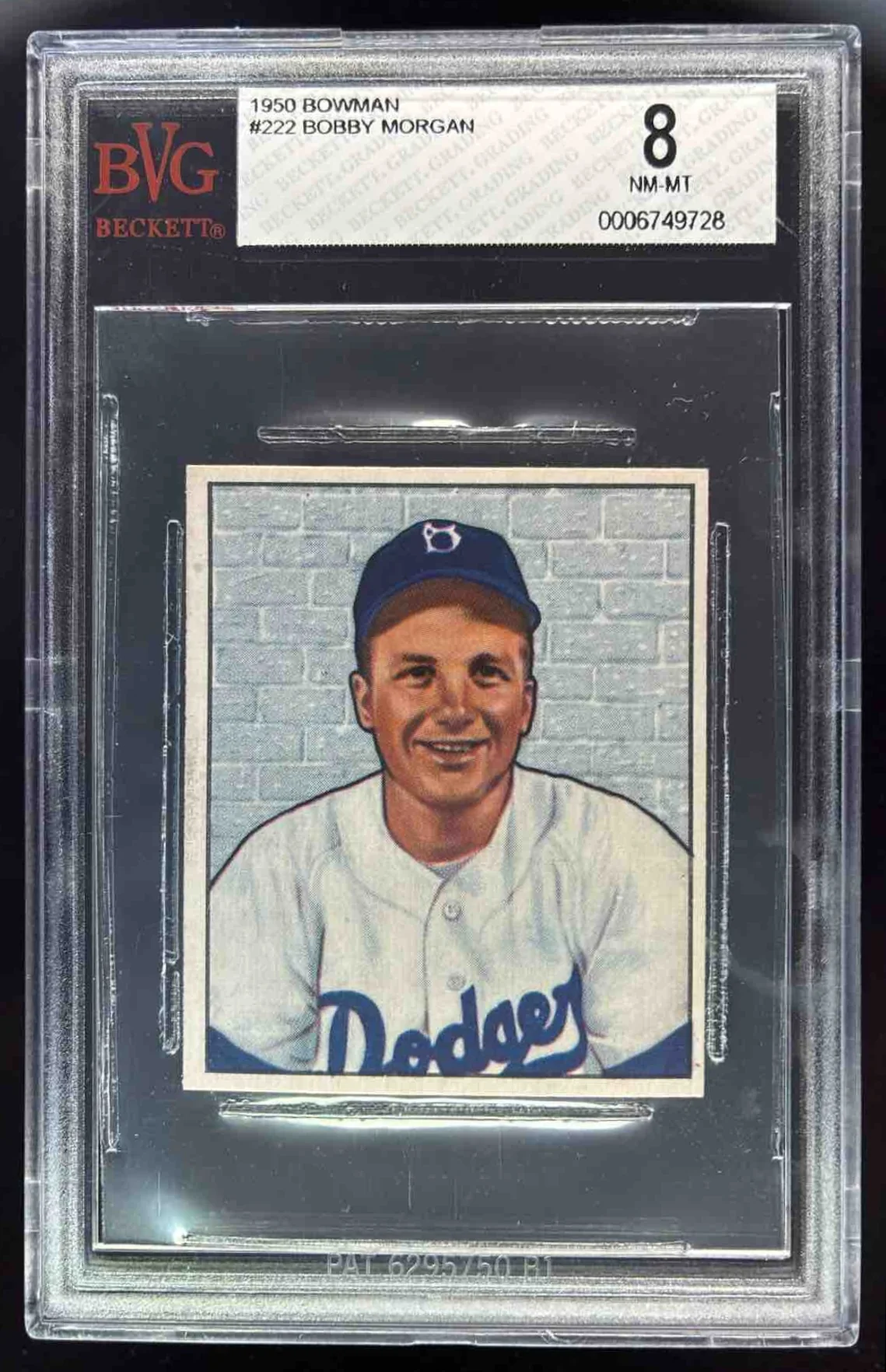 1950 Bowman #222a Bobby Morgan RC BGS 8