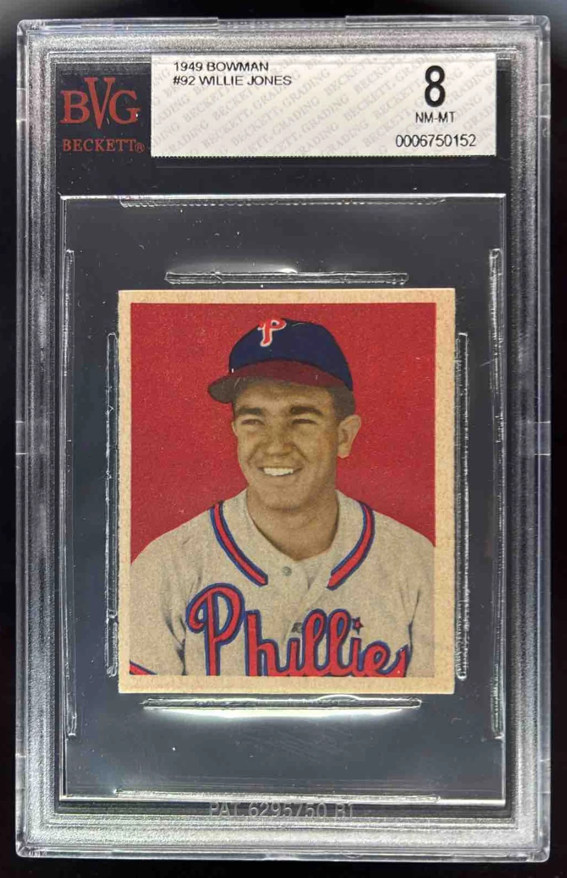 1949 Bowman #92 Willie Jones RC BGS 8