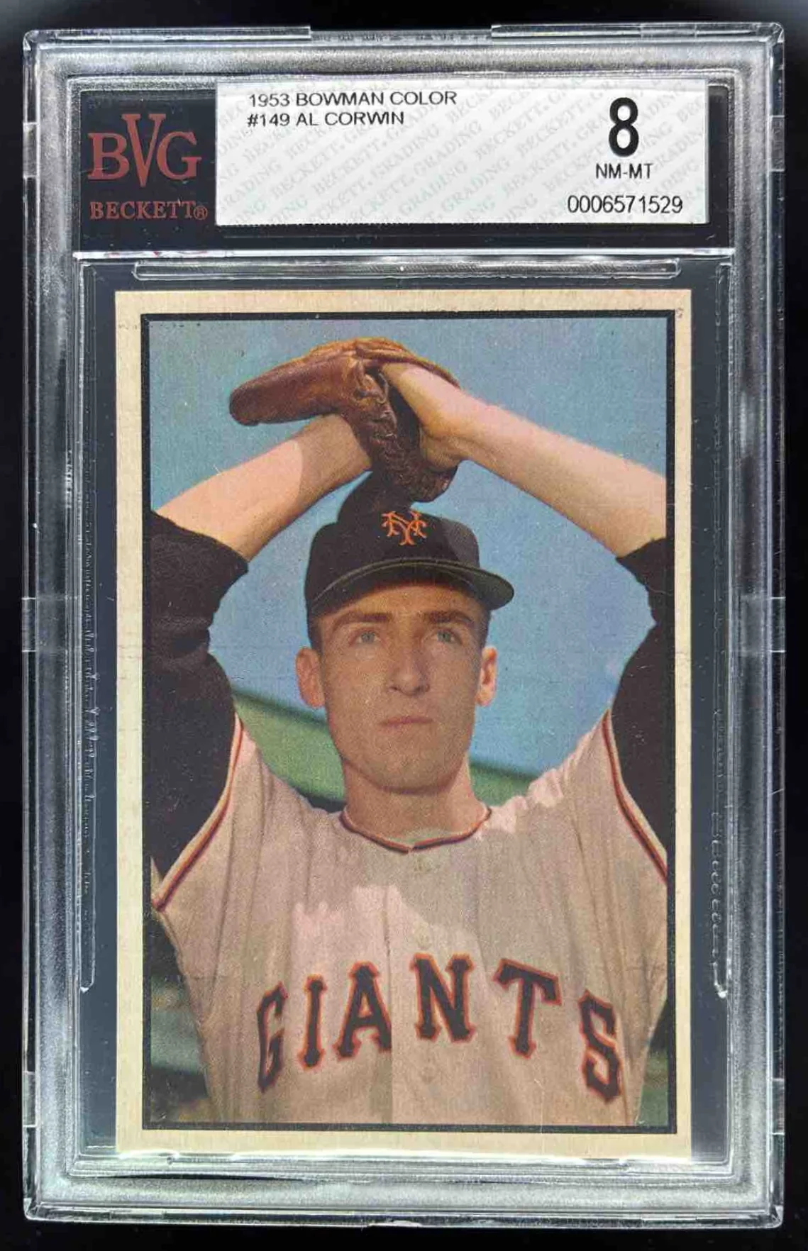 1953 Bowman Color #149 Al Corwin BGS 8