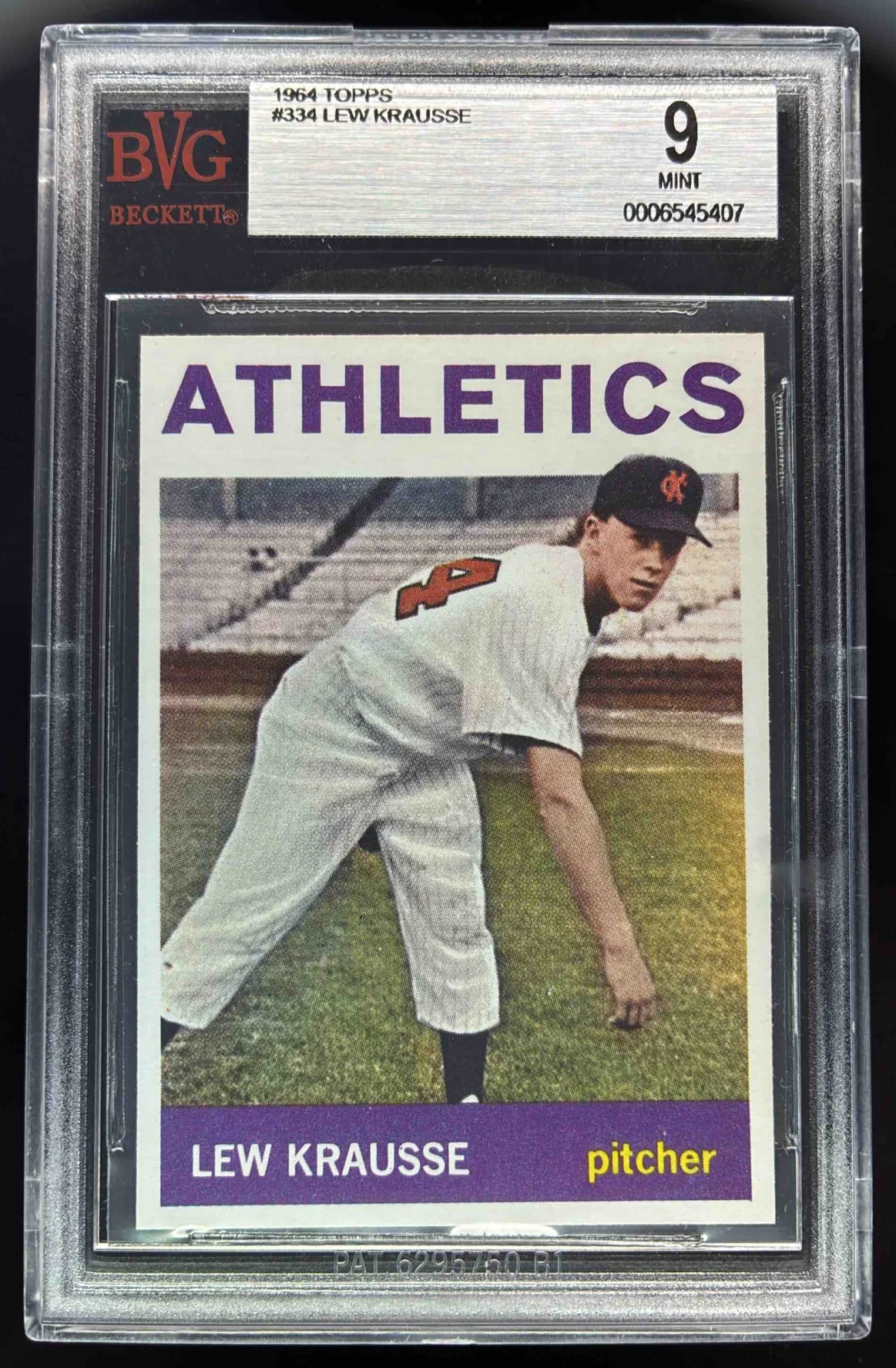 1964 Topps #334 Lew Krausse BGS 9