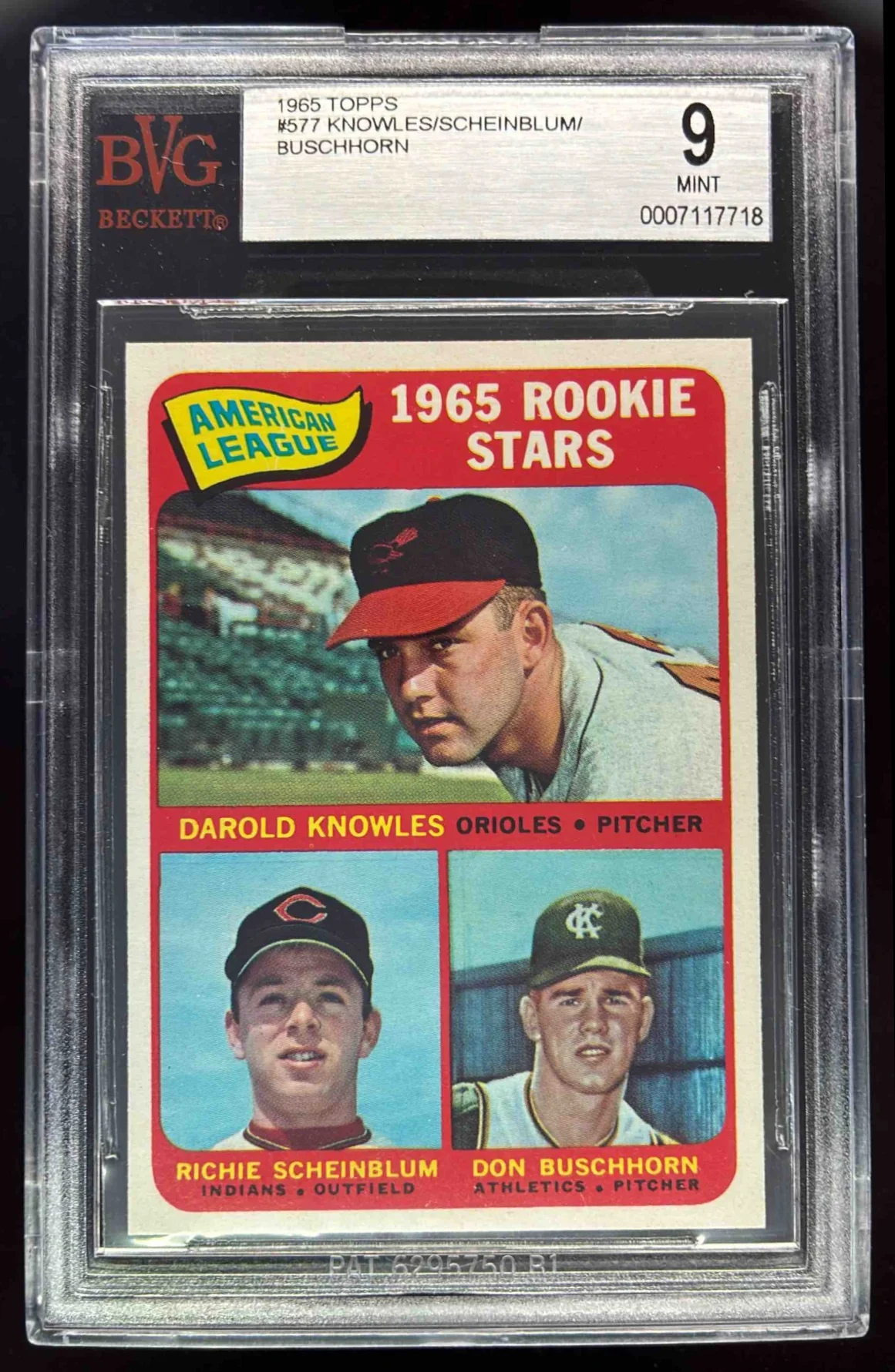 1965 Topps #577 Rookie Darold Knowles Richie Scheinblum Don Buschhorn RC BGS 9