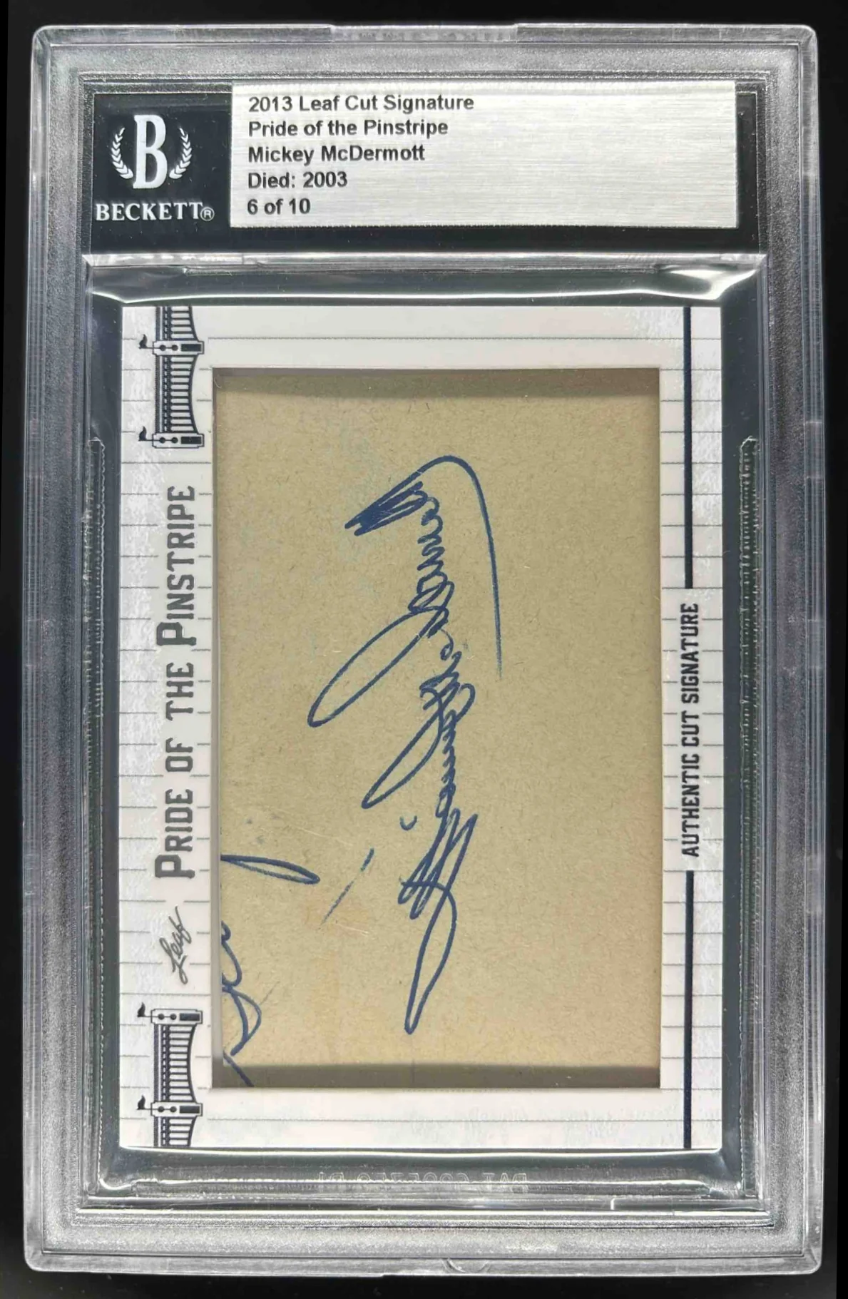 2013 Leaf Cut Signature Pride Pinestripe Mickey mcDermott Auto BGS Authentic