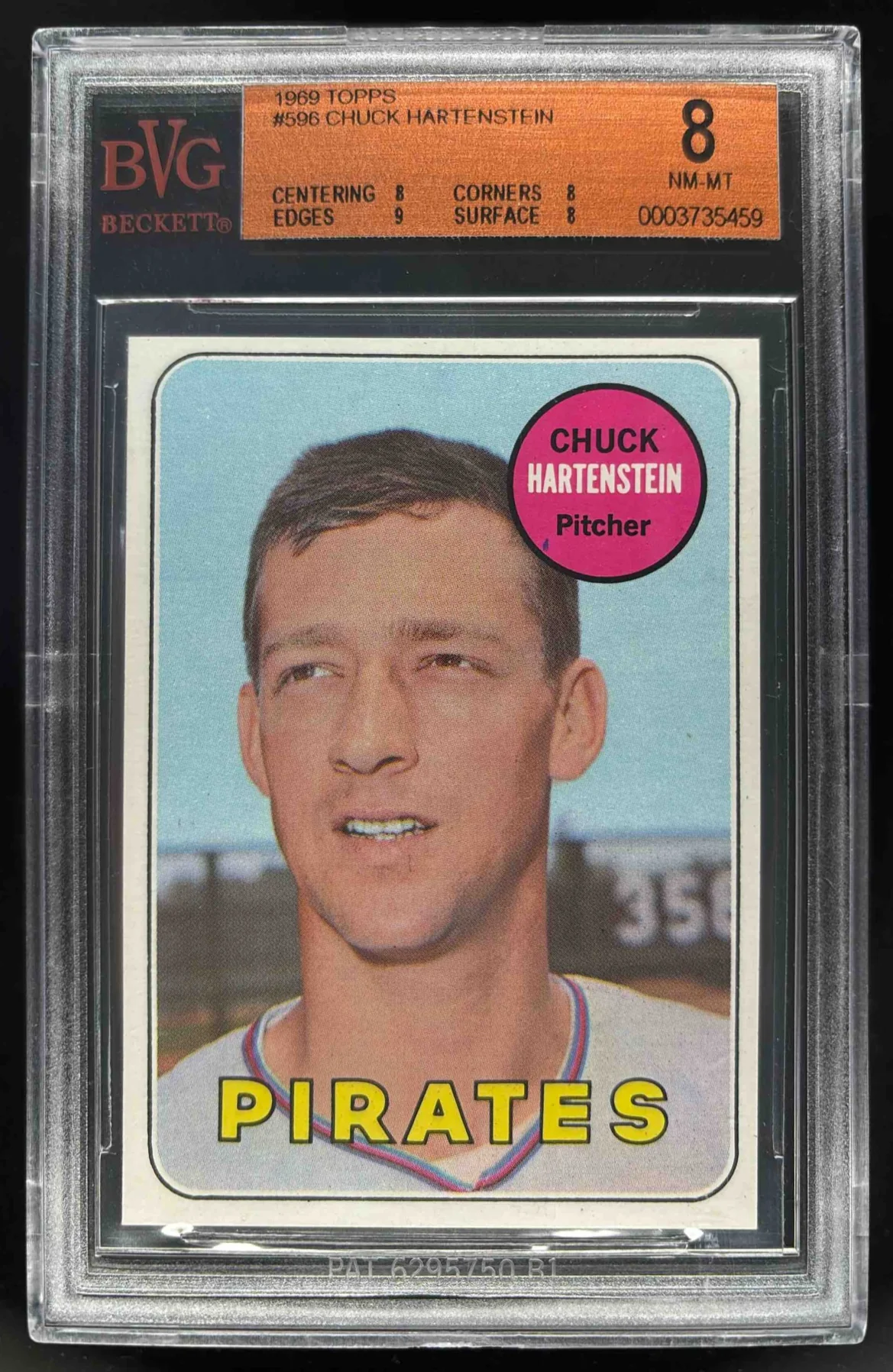 1969 Topps #596 Chuck Hartenstein BGS 8