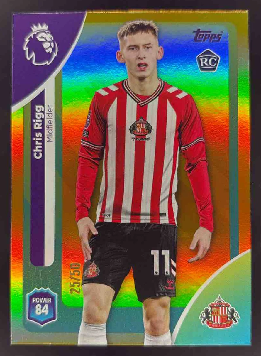 2025-26 Topps Premier League Gold Rainbow Foil #349 Chris Rigg RC /50