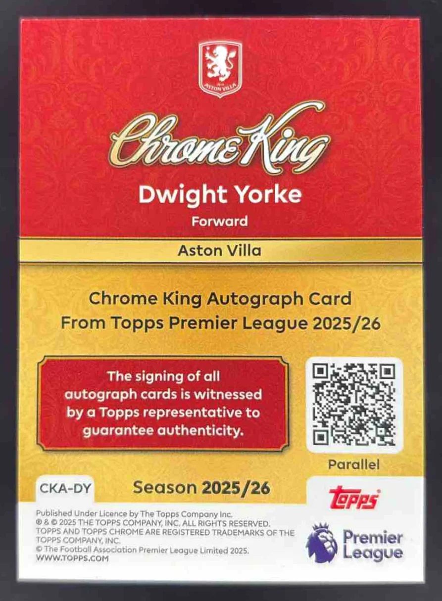 2025-26 Topps Premier League Chrome King Autographs #CKA-DY Dwight Yorke Auto - Image 2