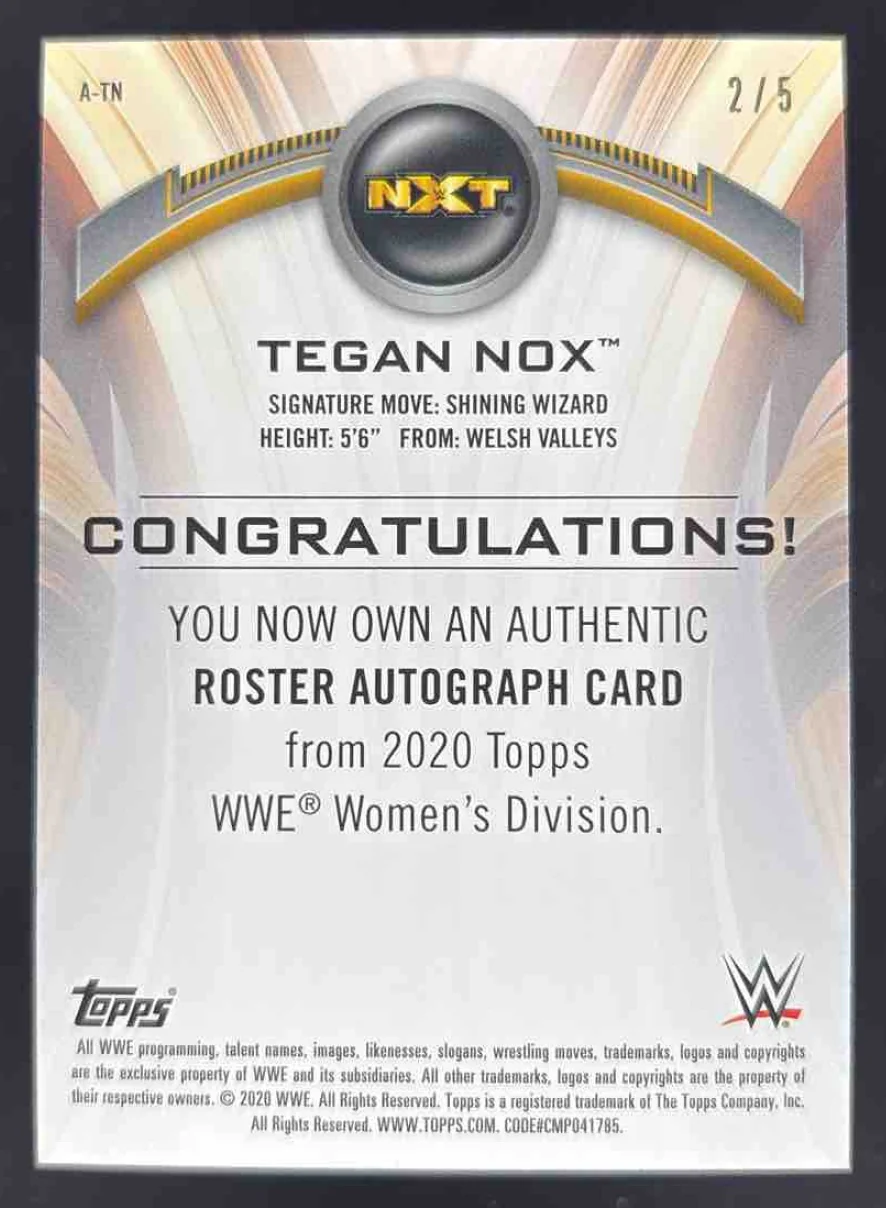 2020 Topps WWE Womens Division Roster Autographs Orange #A-TN Tegan Nox Auto /50 - Image 2