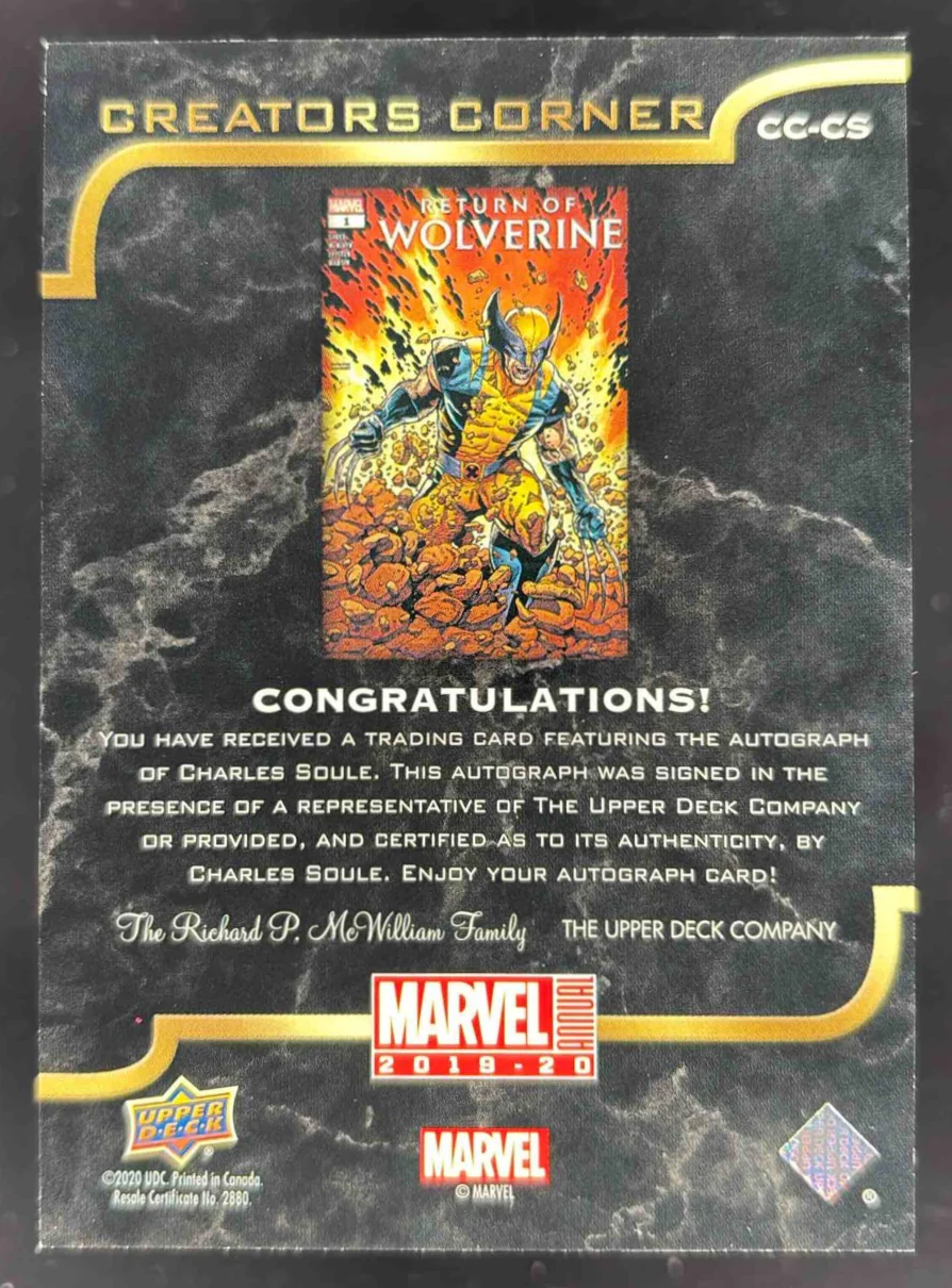 2019-20 Upper Deck Marvel Annual Creators Corner #CCCS Charles Soule Auto - Image 2
