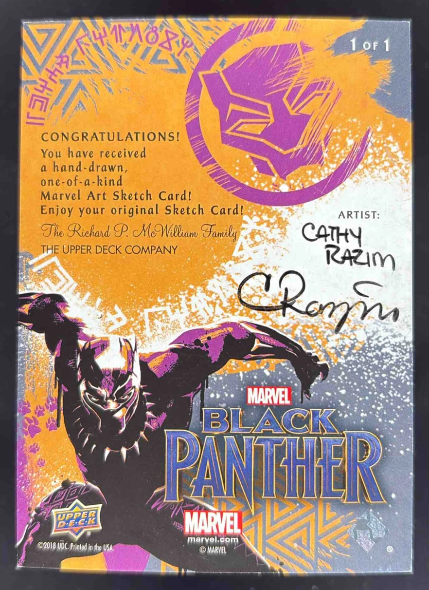 2018 Upper Deck Marvel Black Panther Captain America Sketch Card Cathy Razim 1/1 - Image 2