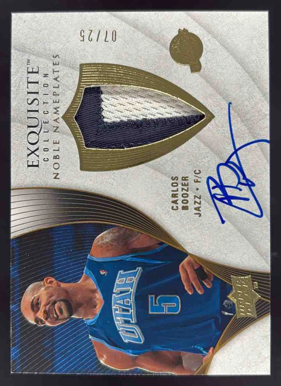 2007-08 Upper Deck Exquisite Collection Noble Nameplates Carlos Boozer Auto /25