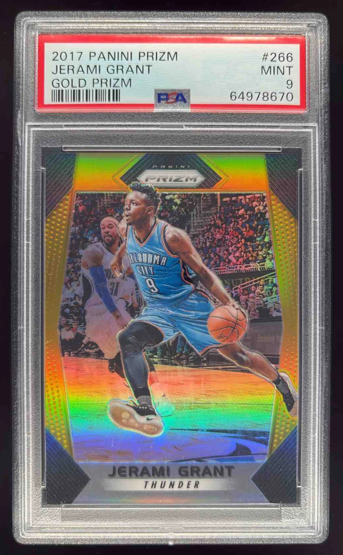 2017-18 Panini Prizm Prizms Gold #266 Jerami Grant /10 PSA 9