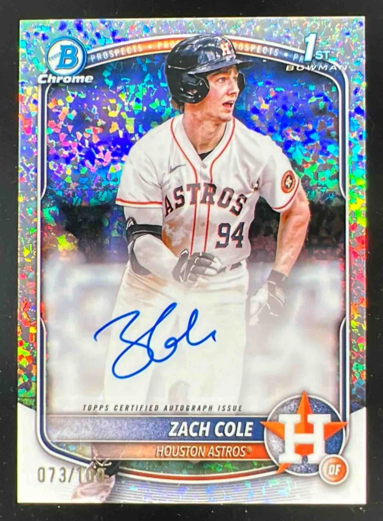 2025 Bowman Chrome Autograph Mini Diamonds Refractor #ZC Zach Cole RC Auto /100