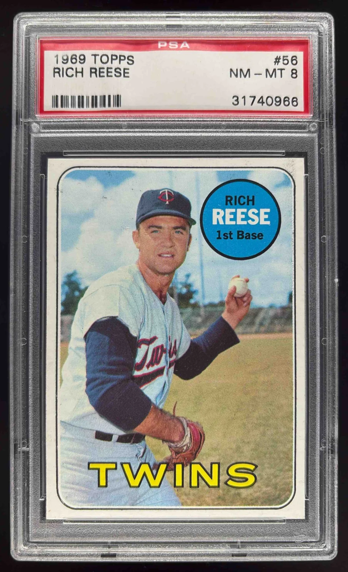 1969 Topps #56 Rich Reese PSA 8
