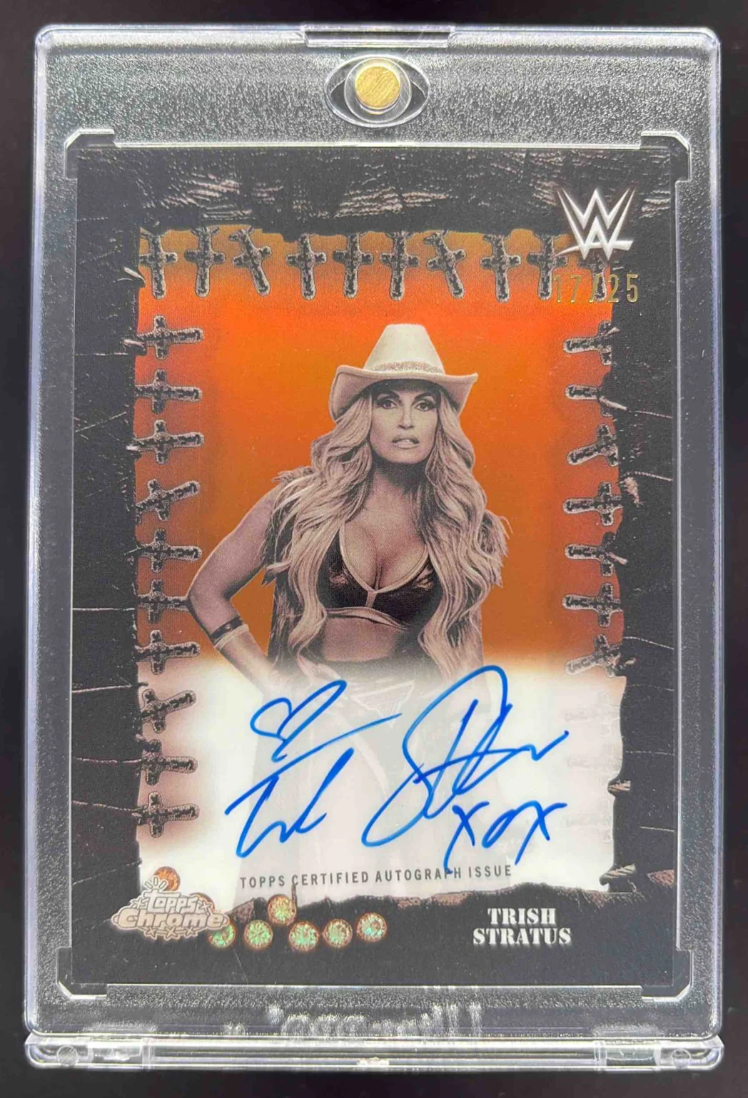 2025 Topps Chrome WWE x Cactus Jack Phantoms Orange Trish Stratus Auto /25
