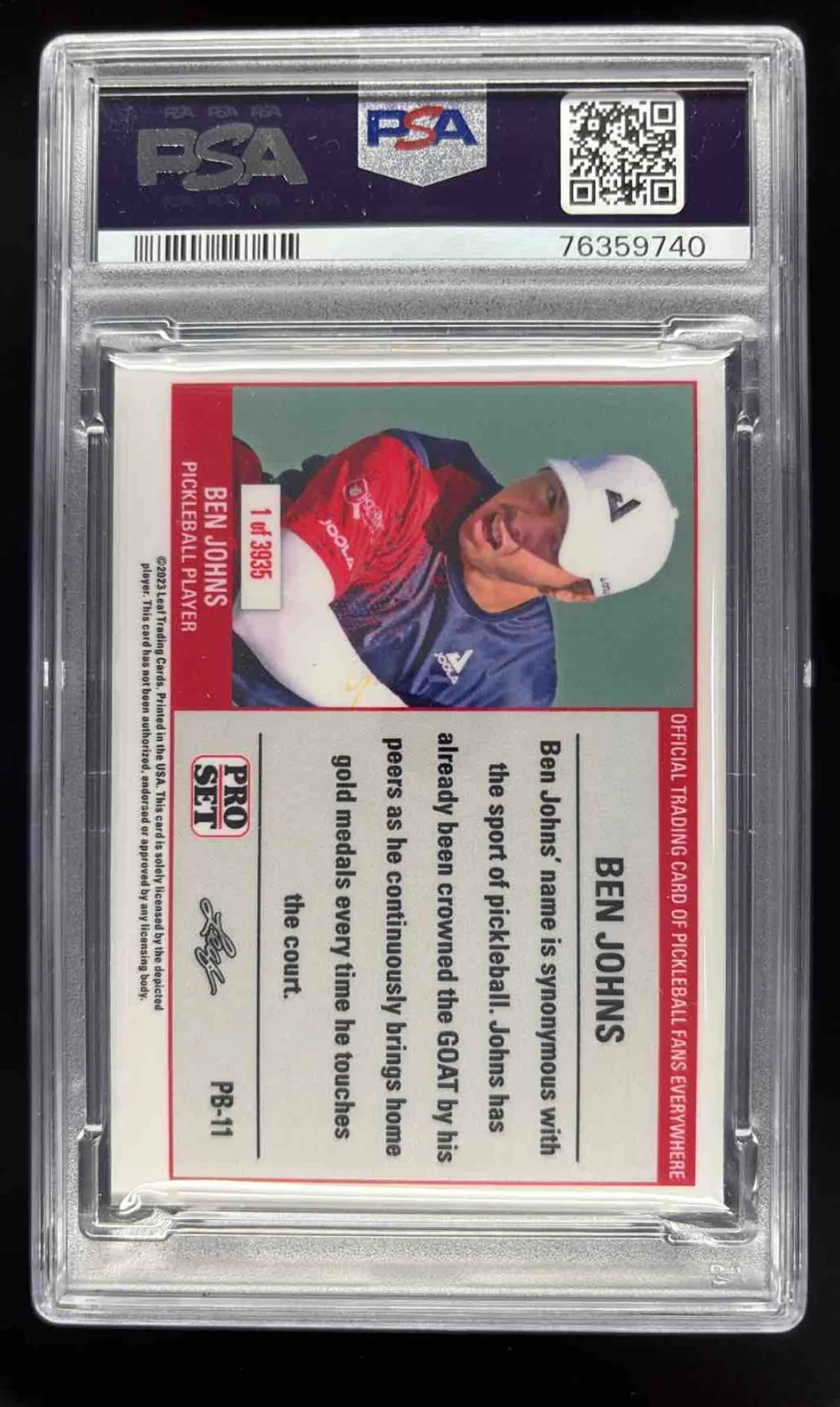 2023 Leaf Web Exclusives Pro Set 1989 Style #PB-11 Ben Johns PSA 10 - Image 2