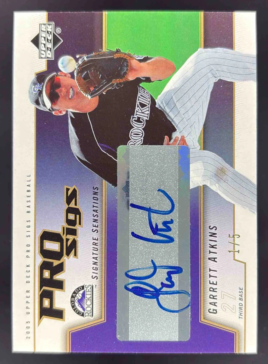 2005 Upper Deck Pro Sigs Signature Sensations Gold #SS-GA Garrett Atkins Auto /5