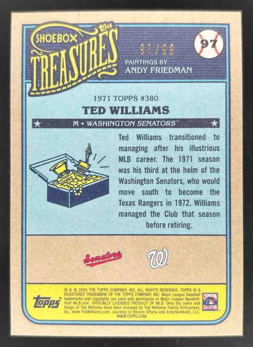 2025 Topps Shoebox Treasures Shoebox Treasures Stamp #97 Ted Williams /99 - Image 2