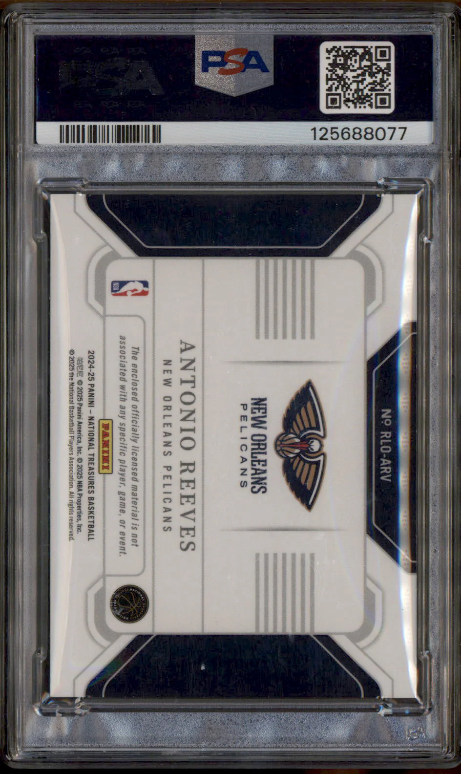 2024 National Treasures Rookie Logoman Antonio Reeves RC /5 PSA 7 - Image 2