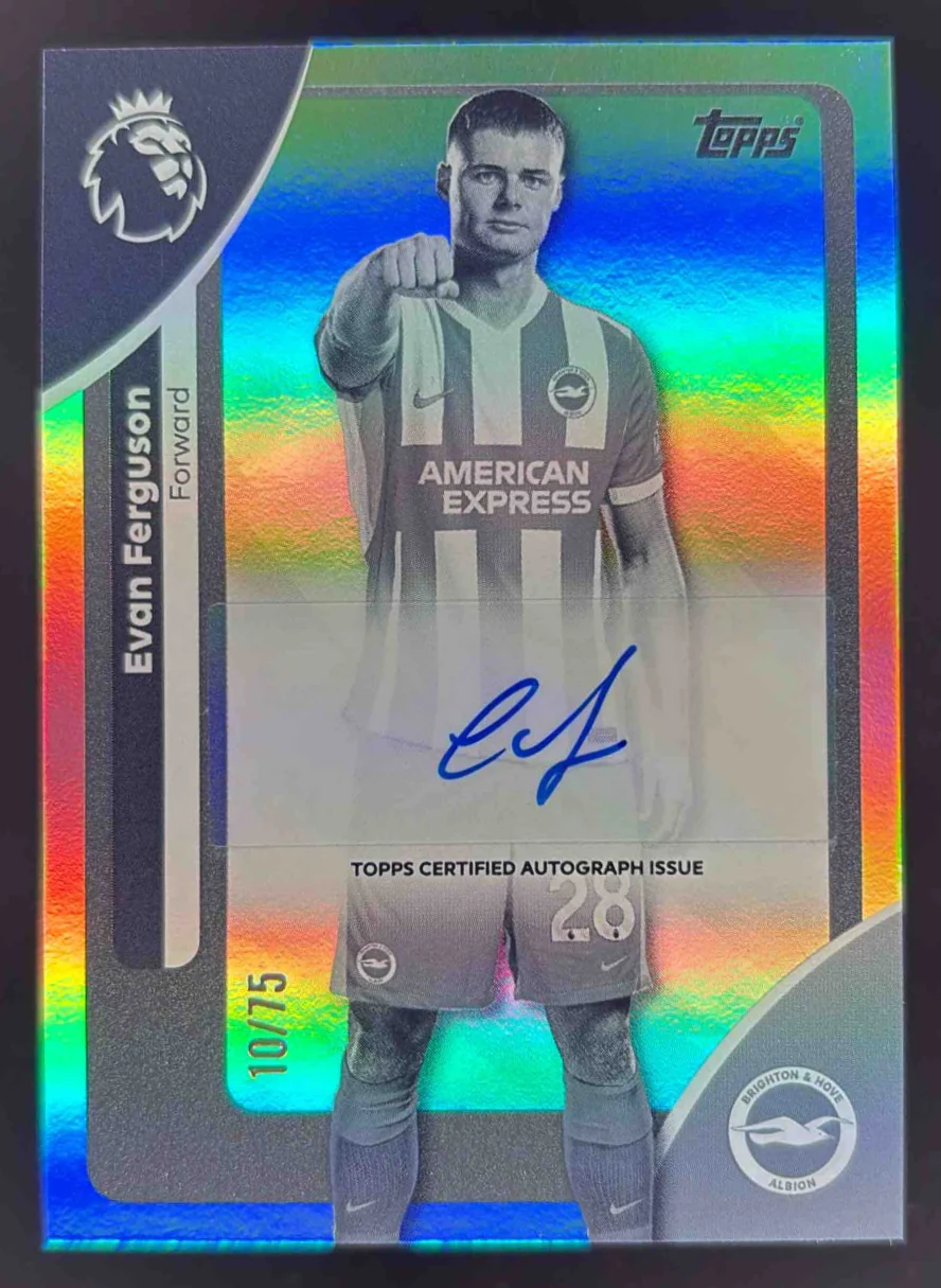 2025-26 Topps Premier League Black & White Rainbow Foil Evan Ferguson Auto /75