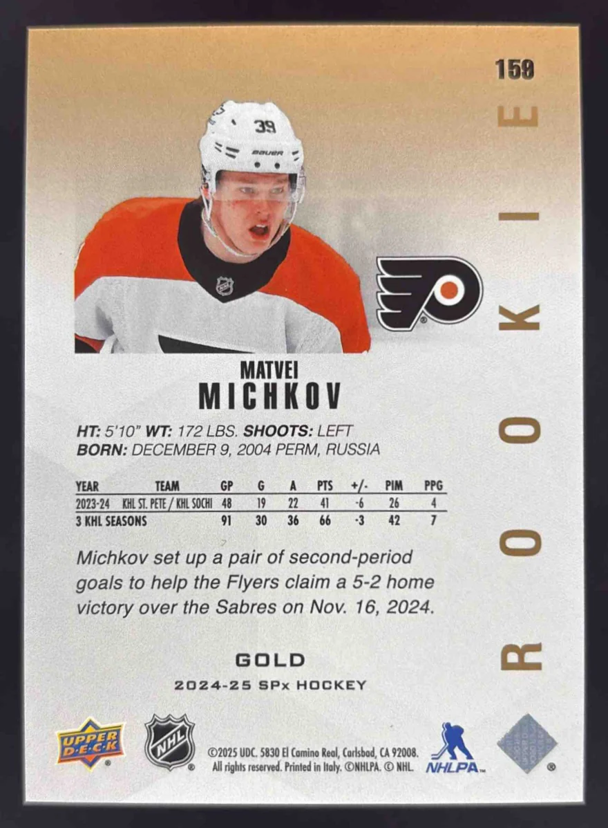 2024-25 Upper Deck SPx Gold #159 Matvei Michkov RC - Image 2