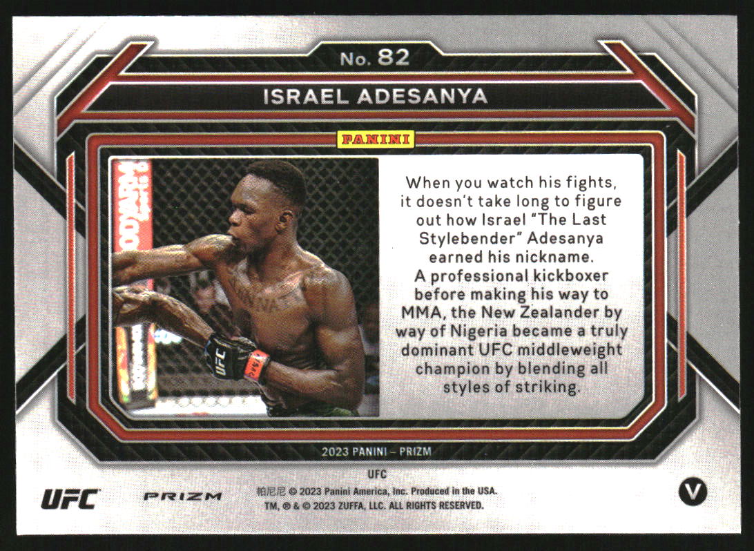 2023 Panini Prizm UFC Prizms Under Card #82 Israel Adesanya - Image 2