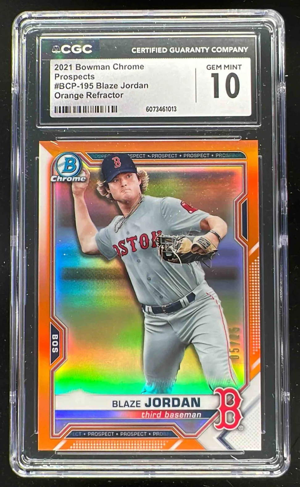 2021 Bowman Chrome Prospects Orange Refractor #BCP-195 Blaze Jordan /75 CGC 10