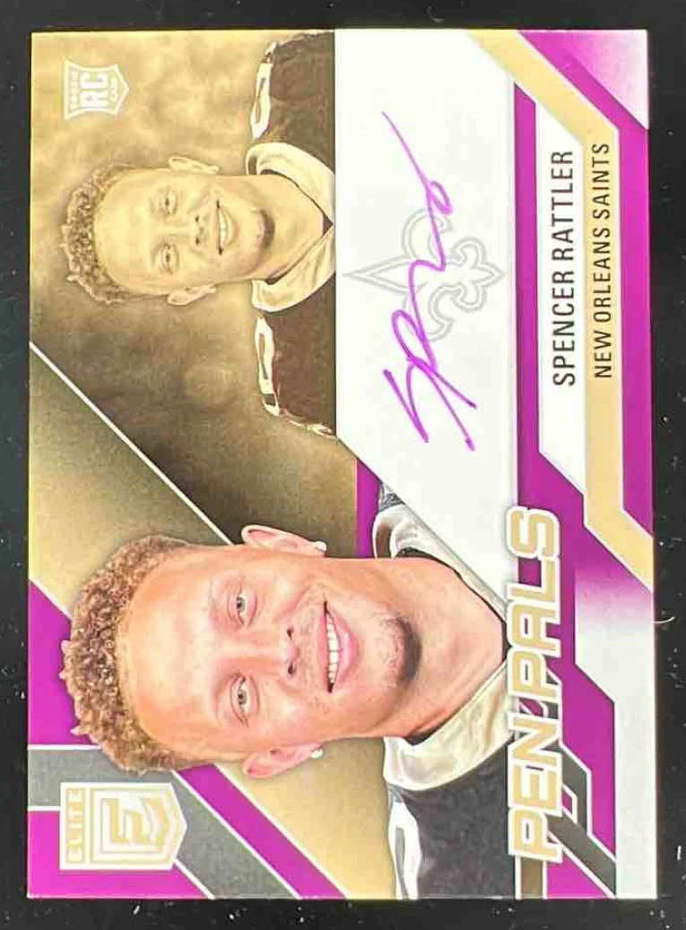 2024 Donruss Elite Pen Pals Purple Ink #PAL-SRA Spencer Rattler RC Auto