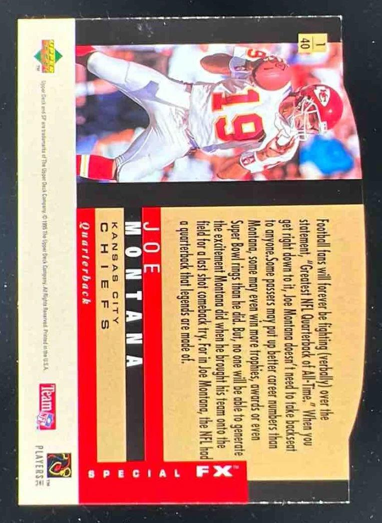 1995 SP Holoviews Die Cuts #1 Joe Montana - Image 2