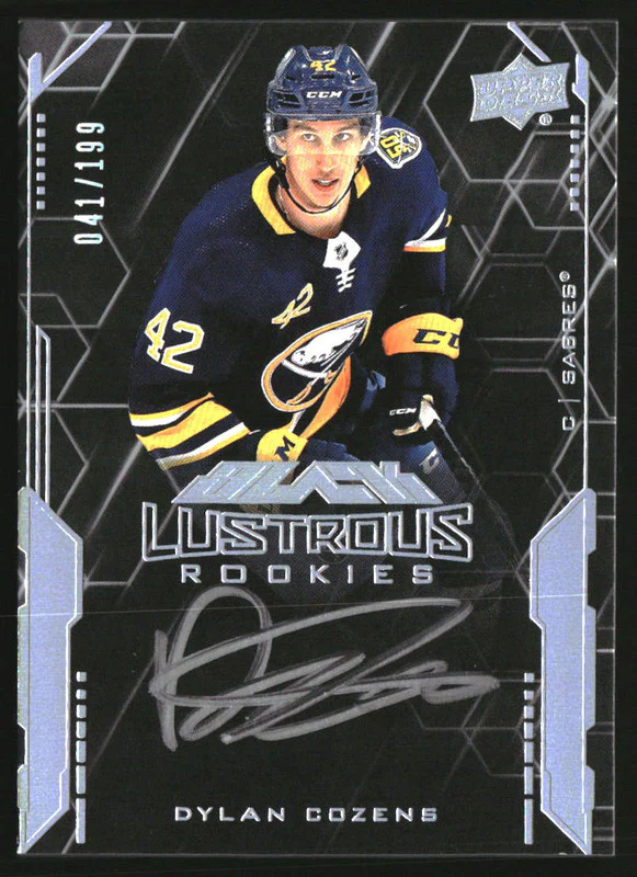 2020-21 UD Black Lustrous Rookie Signatures #LSDC Dylan Cozens RC Auto /199